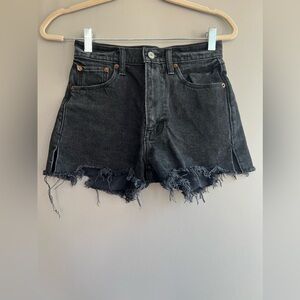 Levi’s Ribcage High Waist Black Jean Shorts 24/00